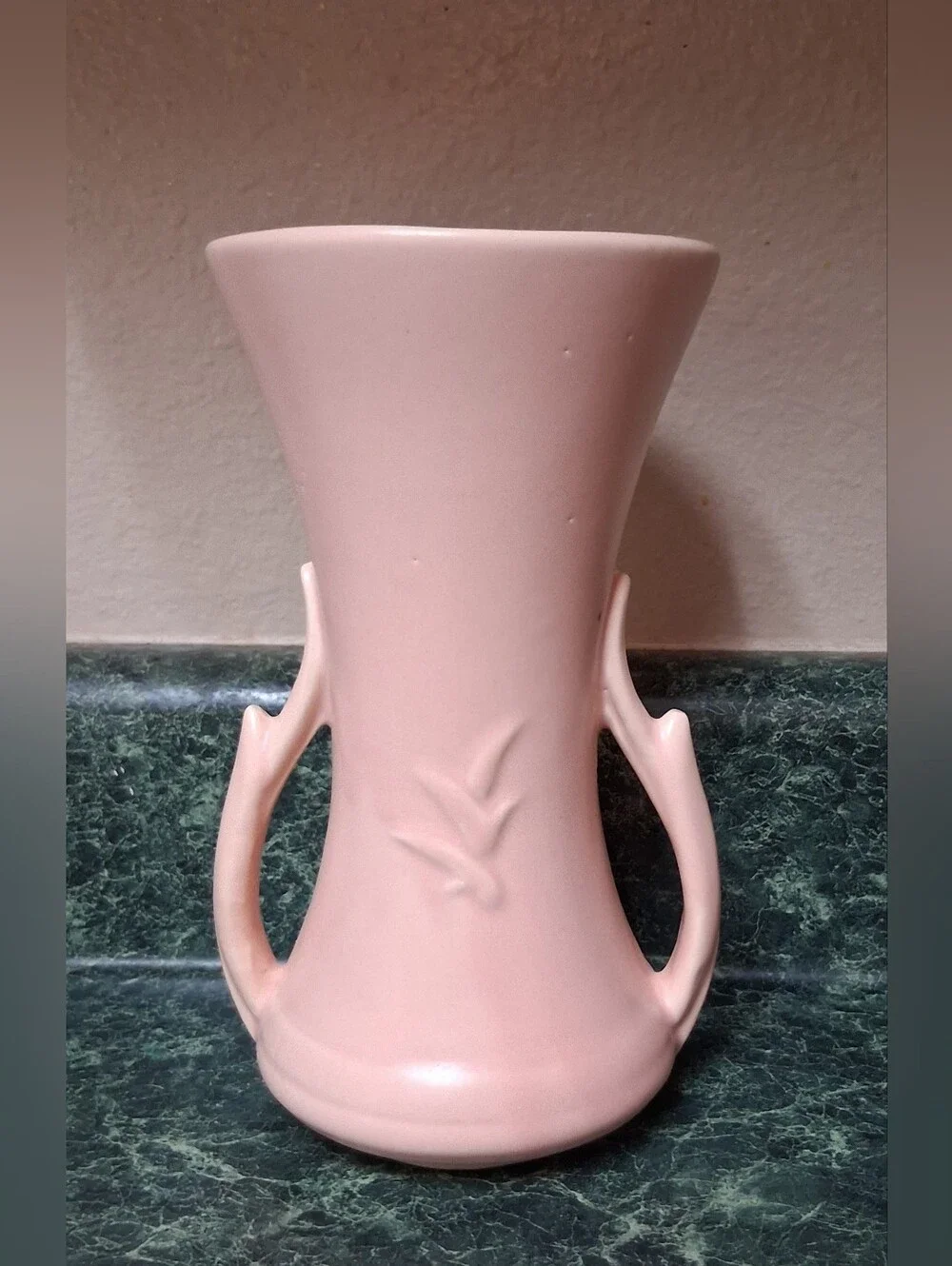 Vintage McCoy Pottery Pink  Handled Vase 8  1/2